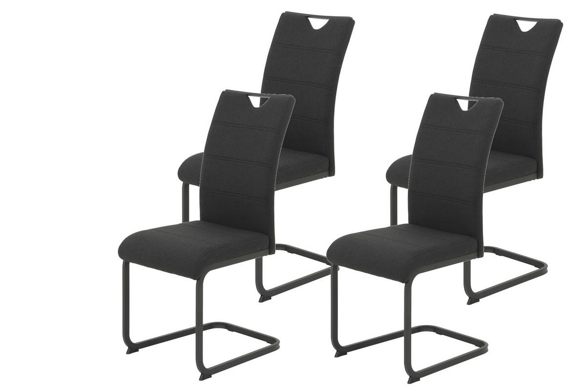 SCHWINGSTUHL-SET 4 Stück  in Stahl Webstoff  - Schwarz, MODERN, Textil/Metall (43/99/60cm) - MID.YOU