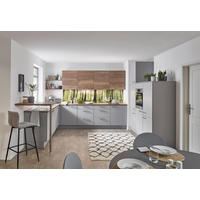 EINBAUKÜCHE   - Eichefarben/Grau, Design, Holzwerkstoff - Celina