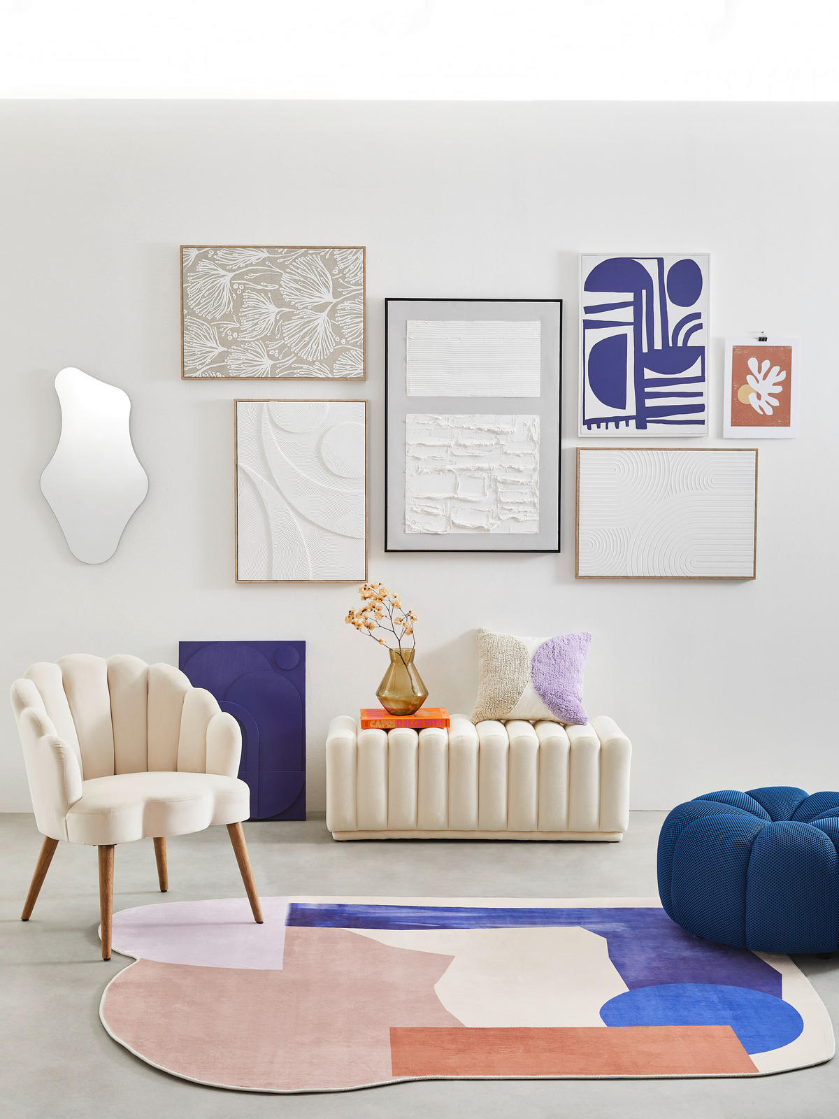 KLOP, kovina, tekstil bela  - črna/bela, Moderno, kovina/tekstil (113/42/48cm) - Carryhome