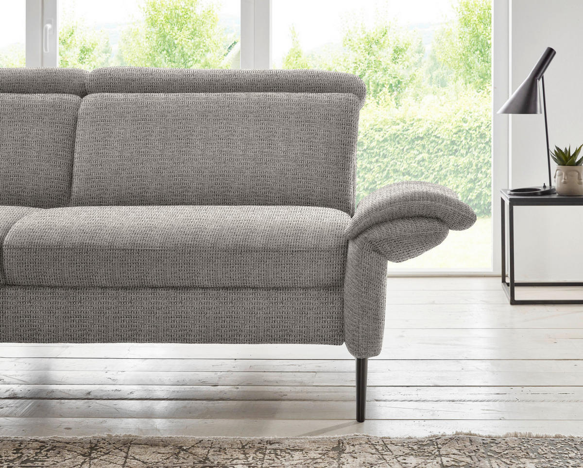 ECKSOFA in Struktur Hellgrau  - Hellgrau/Schwarz, Modern, Textil/Metall (235/275cm) - Cantus