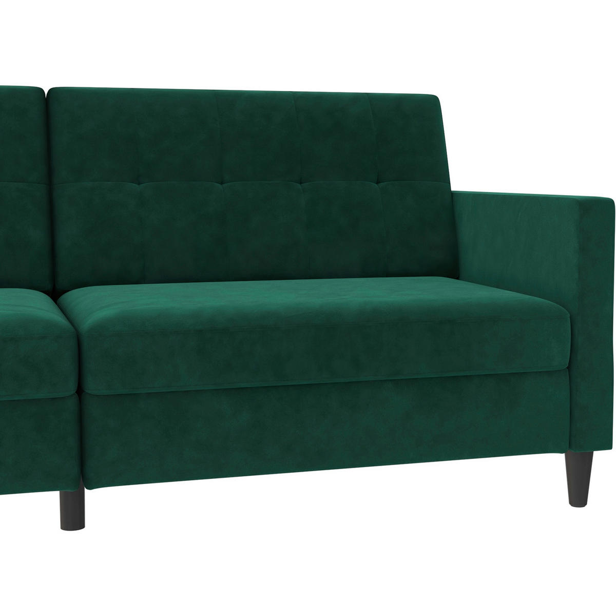 SCHLAFSOFA HANNOVER in Samt Dunkelgrün Vintage, Skandinavisch, Modern  - Dunkelgrün/Schwarz, Basics, Kunststoff/Textil (203/82/83cm) - Livetastic