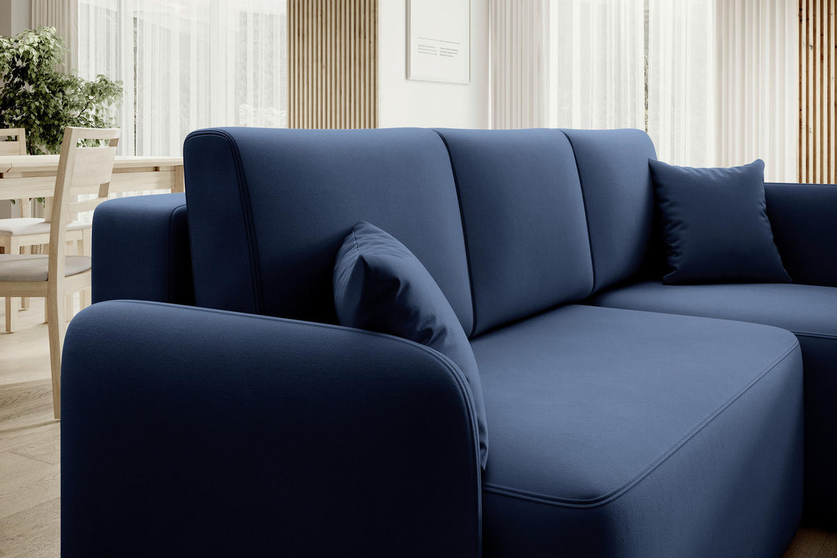 ECKSOFA  in Plüsch Blau  206/150 cm  - Blau/Schwarz, Design, Kunststoff/Textil (206/150cm) - P & B