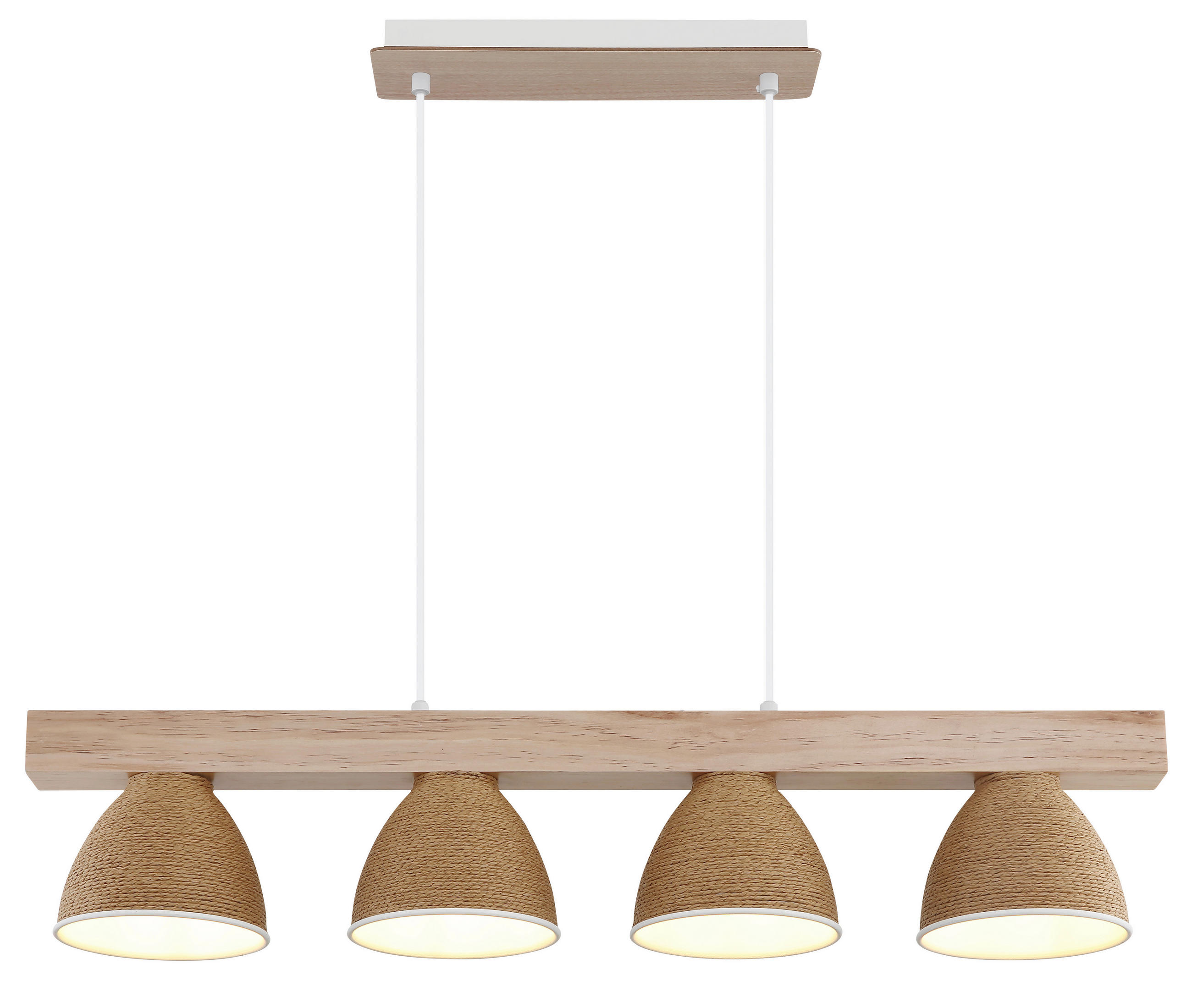 HÄNGELEUCHTE Lyndon 75/15/120 cm  - Braun/Weiß, Natur, Holz/Papier (75/15/120cm) - Globo