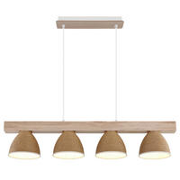 HÄNGELEUCHTE Lyndon 75/15/120 cm   - Braun/Weiß, Natur, Holz/Papier (75/15/120cm) - Globo