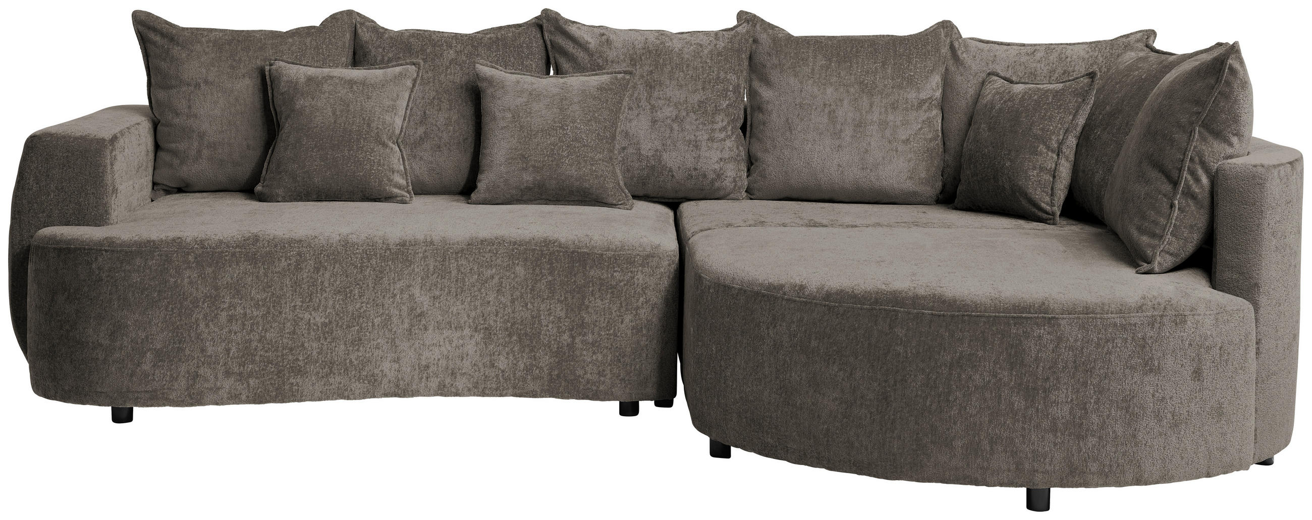 ECKSOFA in Chenille Dunkelbraun  - Dunkelbraun/Schwarz, Design, Kunststoff/Textil (307/194cm) - Carryhome