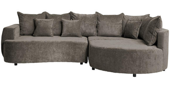 ECKSOFA Dunkelbraun Chenille Zierkissen, Rückenkissen, Bettkasten, Schlaffunktion, Rücken echt  - Dunkelbraun/Schwarz, Design, Kunststoff/Textil (307/194cm) - Carryhome