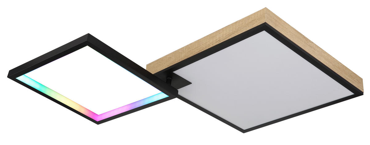LED-DECKENLEUCHTE 40 W    85,5/55/10 cm  - Dunkelbraun/Opal, Design, Holzwerkstoff/Kunststoff (85,5/55/10cm) - Globo