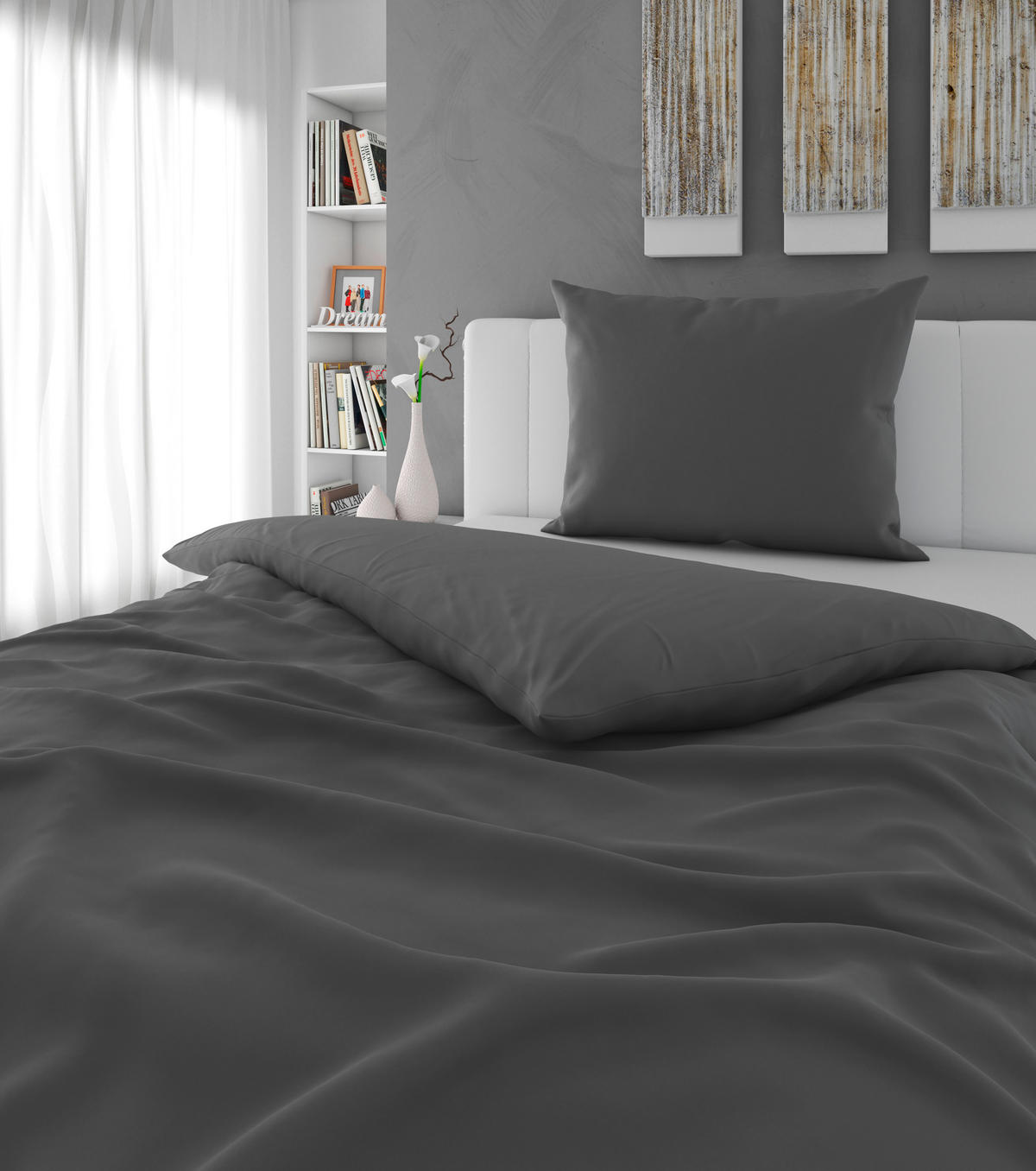 BETTWÄSCHE 2-teilig 140/200 cm  - Anthrazit, KONVENTIONELL, Textil (140/200cm) - Esposa