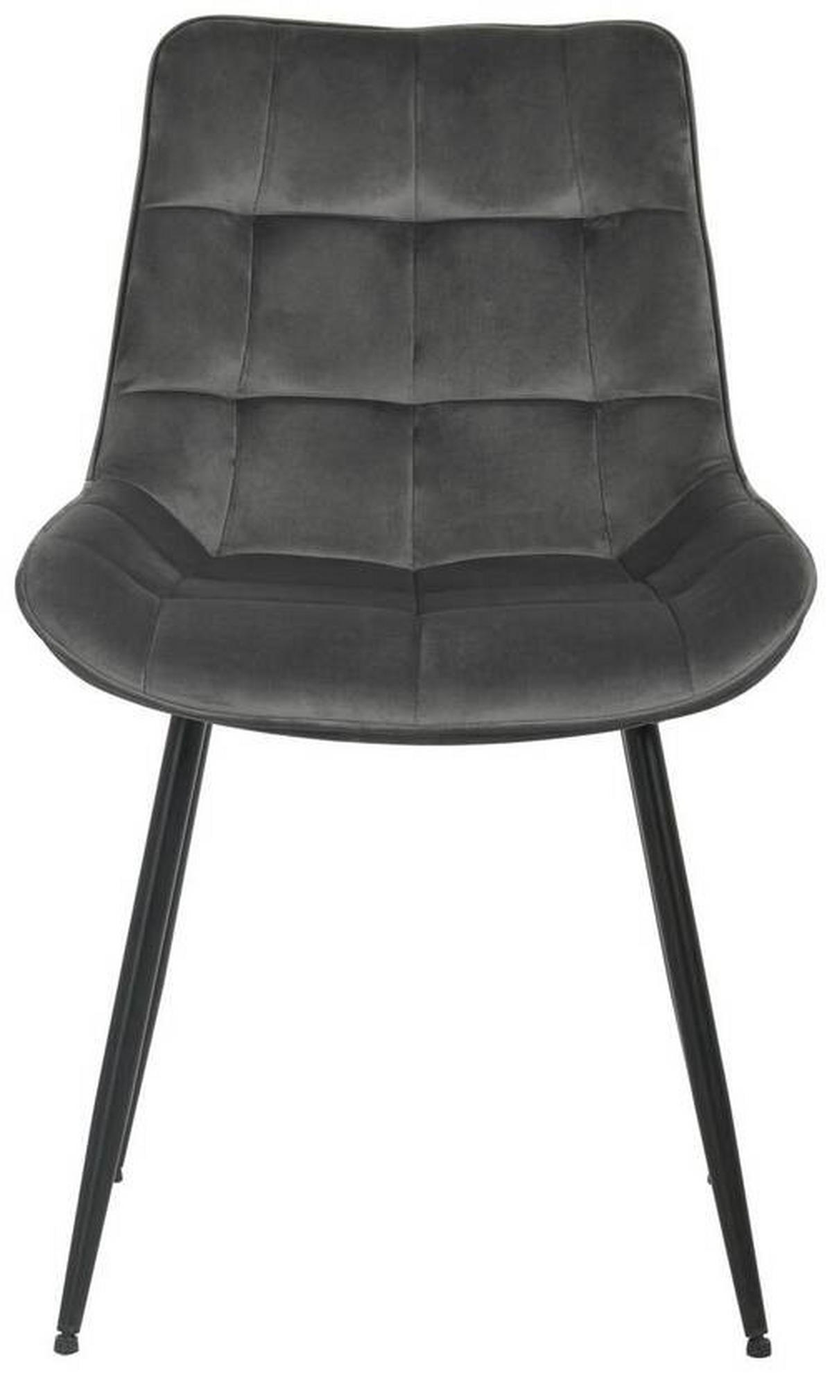STUHL Samt Grau Pappel Sperrholz  - Schwarz/Grau, MODERN, Holz/Textil (49/85/61cm) - MID.YOU