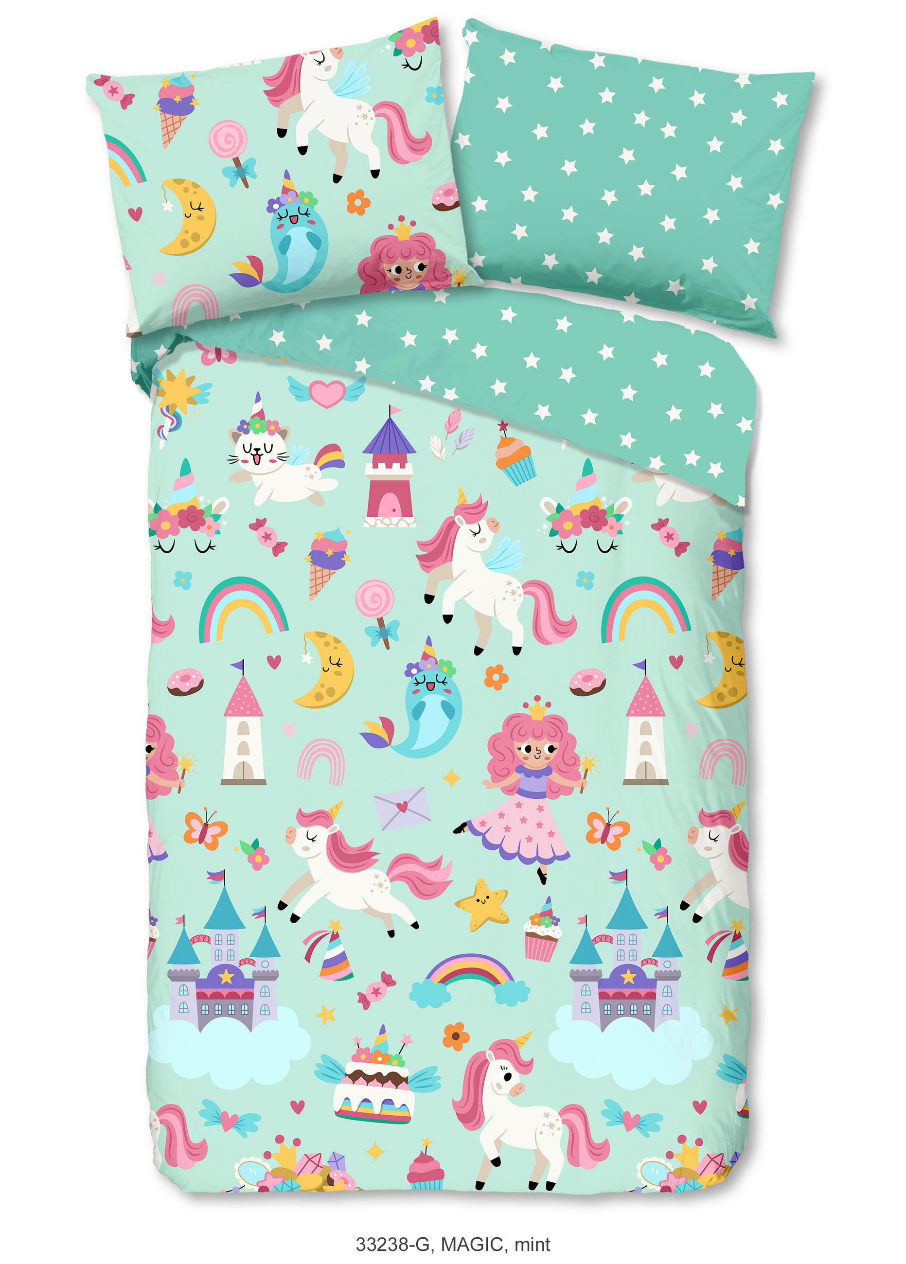 KINDERBETTWÄSCHE 140/200 cm  - Mintgrün, Trend, Textil (140/200cm)
