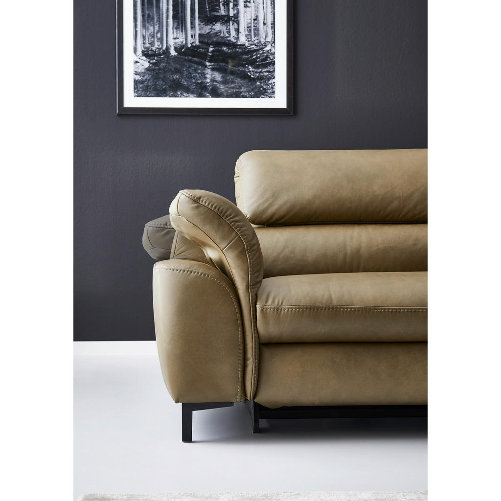 Thumbnail - Hukla Ecksofa Valdera, Schlamm, Leder, Echtleder, Semi-Anilinleder, 3-Sitzer, L-Form, 280x246 cm, Goldenes M, Made in EU...