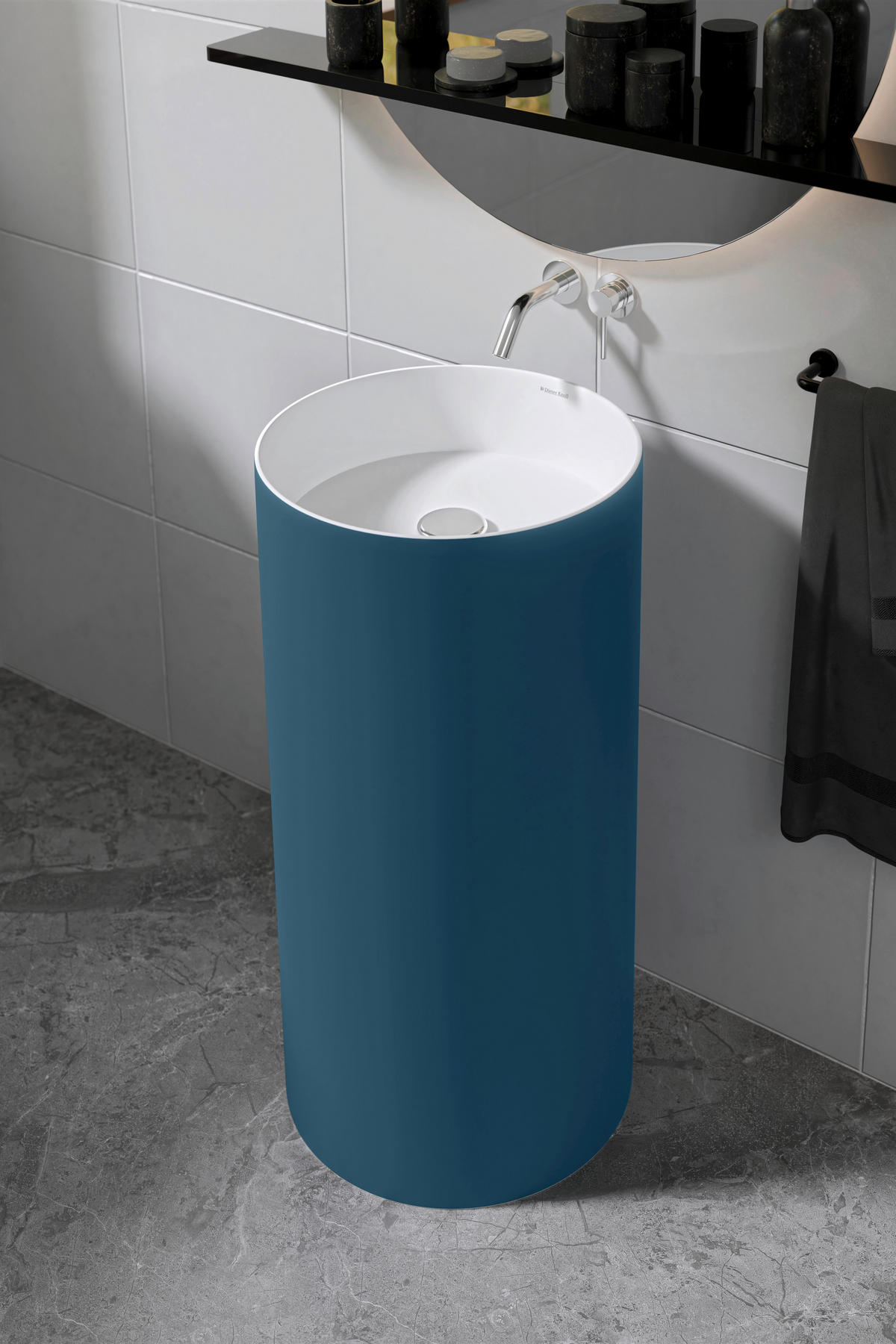 WASCHBECKEN 43,7/86,5/43,7 cm  - Blau/Weiß, Basics, Stein (43,7/86,5/43,7cm) - Dieter Knoll