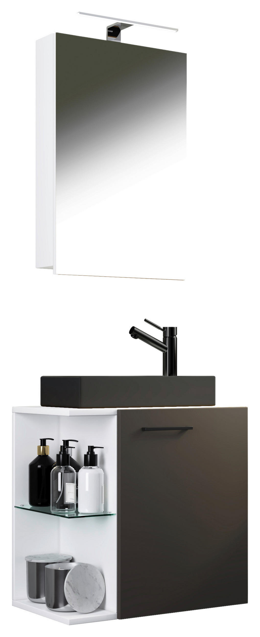 GÄSTBADRUM 52 cm  - vit/silver, Modern, metall/trämaterial (52cm) - MID.YOU