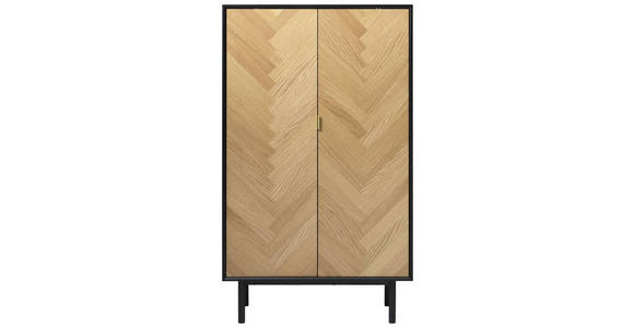 HIGHBOARD Schwarz, Eichefarben - Eichefarben/Goldfarben, Design, Holzwerkstoff/Metall (95/160/40cm) - Novel