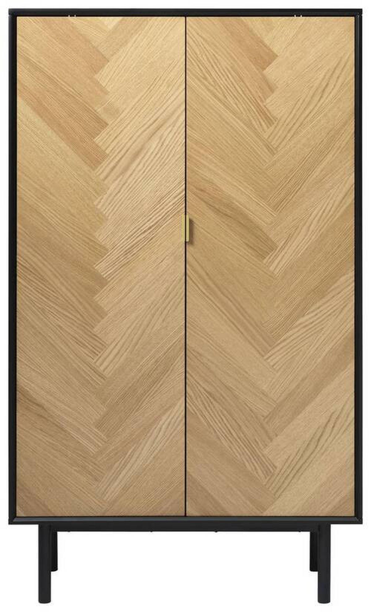 HIGHBOARD Schwarz, Eichefarben   - Eichefarben/Goldfarben, Design, Holzwerkstoff/Metall (95/160/40cm) - Novel
