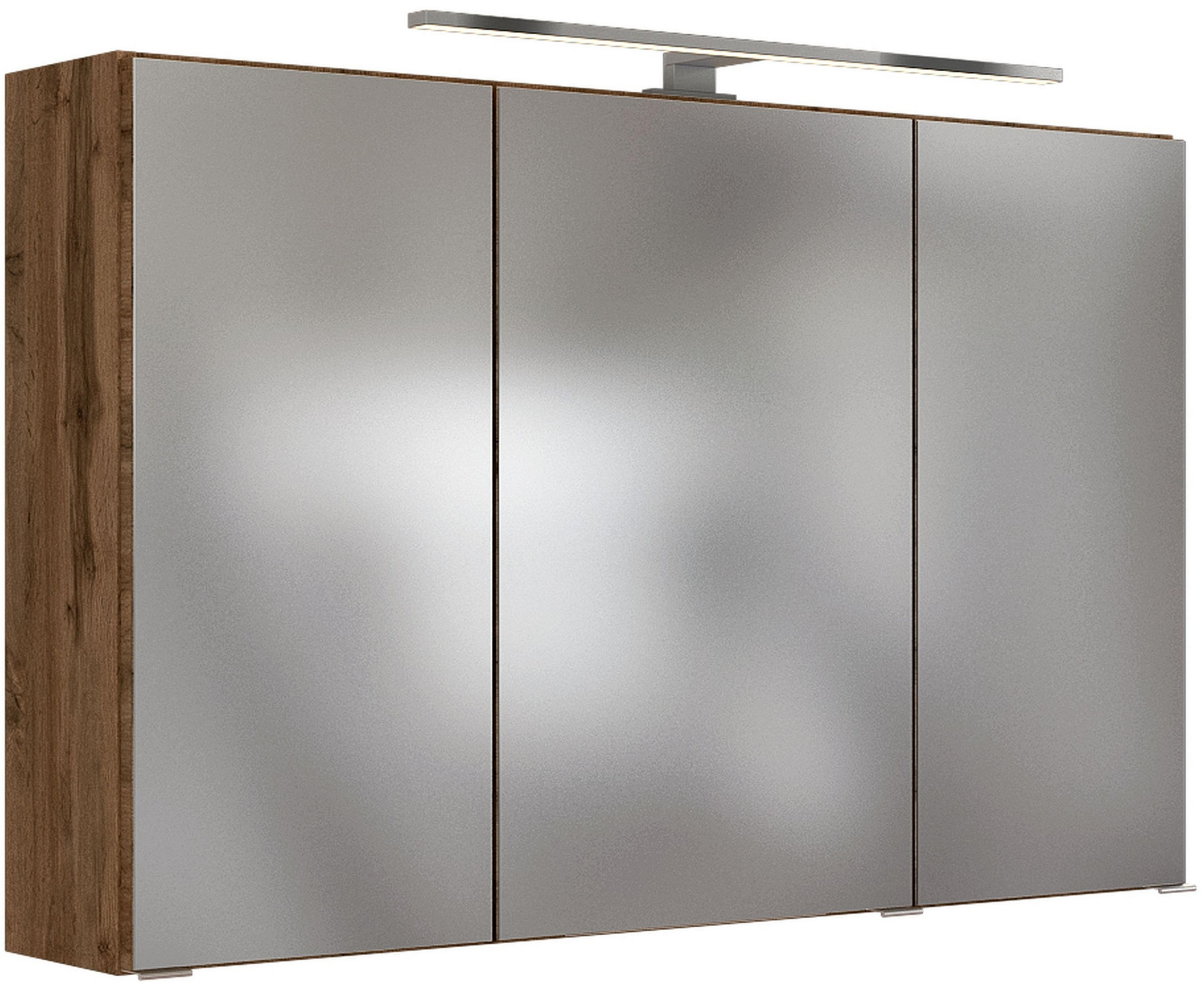 SPIEGELSCHRANK 100/66/20 cm  - Chromfarben/Eiche Wotan, Natur, Glas/Holzwerkstoff (100/66/20cm) - Held