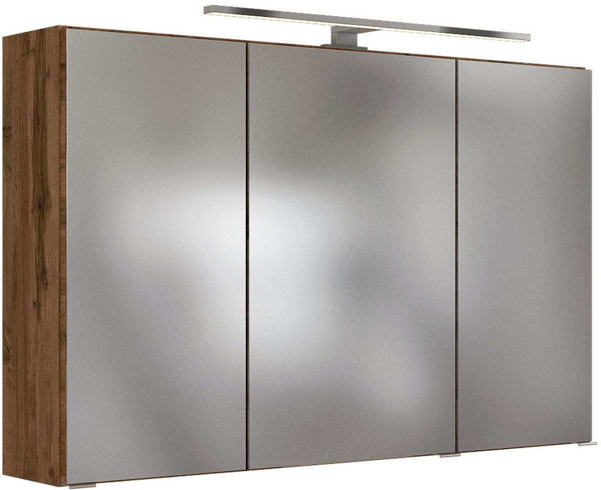 SPIEGELSCHRANK 100/66/20 cm  - Chromfarben/Eiche Wotan, Natur, Glas/Holzwerkstoff (100/66/20cm) - Held