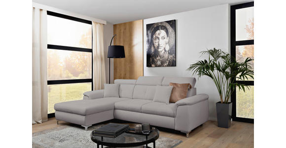 ECKSOFA in Flachgewebe Grau  - Chromfarben/Grau, KONVENTIONELL, Textil/Metall (175/268cm) - Carryhome