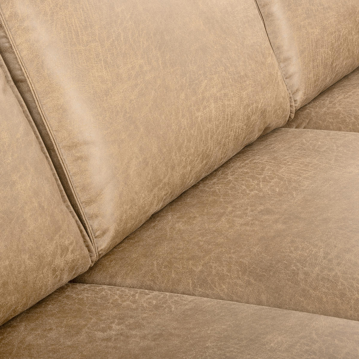 ECKSOFA Sandfarben Echtleder Lederlook Rücken echt  - Sandfarben, Design, Leder/Textil (166/238cm) - Livetastic