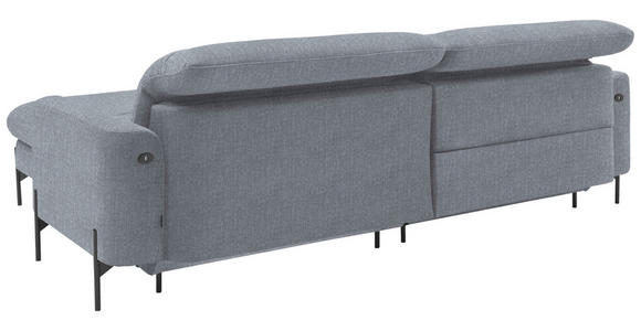 ECKSOFA in Flachgewebe Blaugrau  - Blaugrau/Schwarz, Design, Textil/Metall (252/191cm) - Dieter Knoll