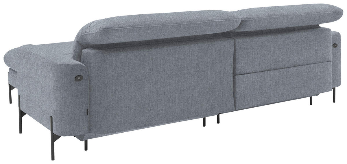 ECKSOFA in Flachgewebe Blaugrau  - Blaugrau/Schwarz, Design, Textil/Metall (252/191cm) - Dieter Knoll