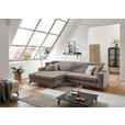 ECKSOFA Taupe Cord  - Taupe/Schwarz, KONVENTIONELL, Textil/Metall (178/290cm) - Cantus