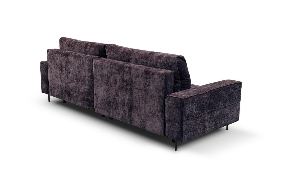 ECKSOFA PABLO Brombeere Struktur Rückenkissen, Bettkasten  - Brombeere/Schwarz, Design, Holz/Textil (260/160cm) - MID.YOU
