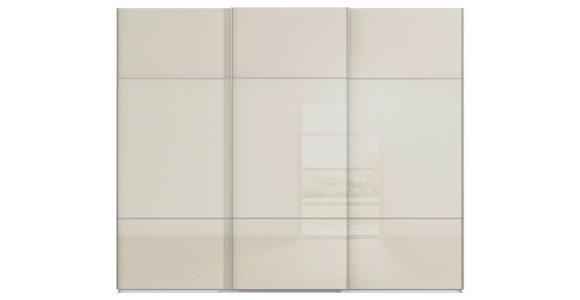 SCHWEBETÜRENSCHRANK 301/223/68 cm 3-türig Weiß, Champagner - Champagner/Alufarben, KONVENTIONELL, Glas/Holzwerkstoff (301/223/68cm) - Novel