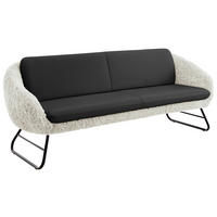 SITZBANK 219/87/78 cm  in Beige, Schwarzbraun  - Schwarzbraun/Beige, Design, Leder/Textil (219/87/78cm) - Koinor