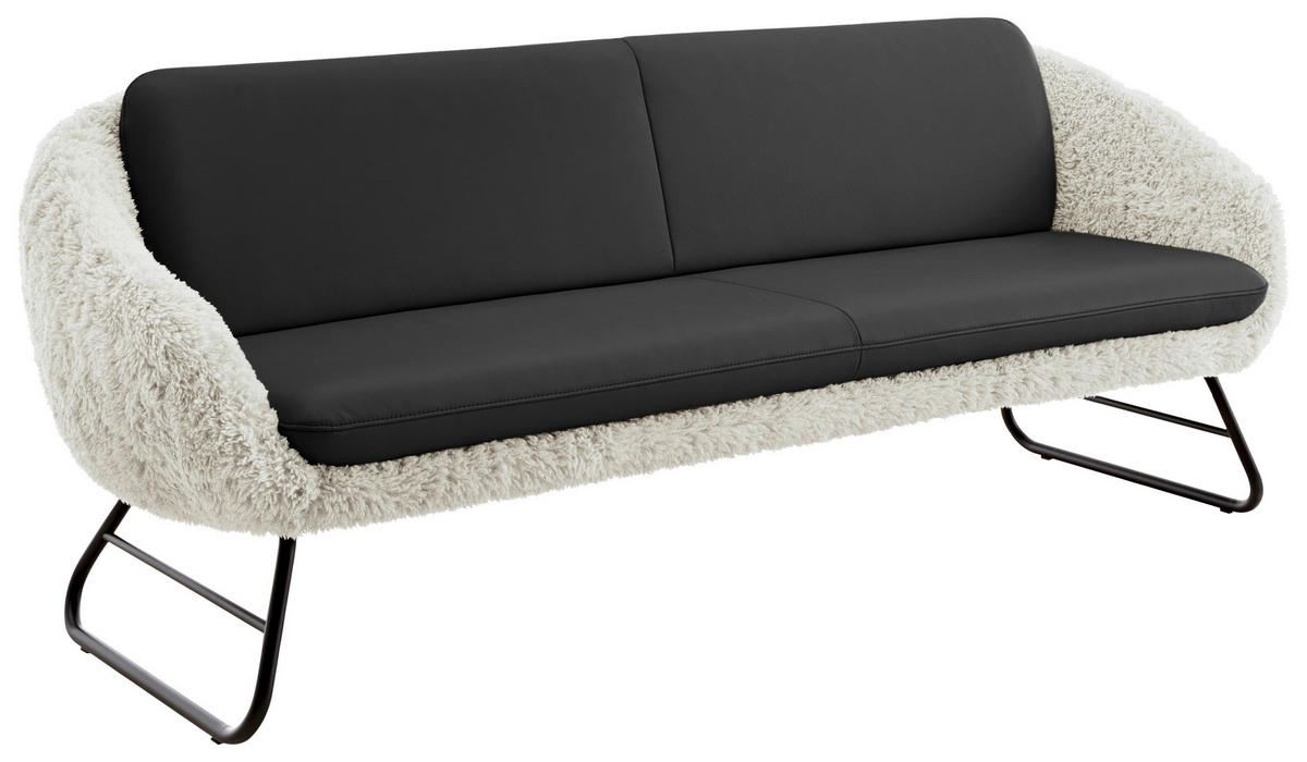 SITZBANK 219/87/78 cm  in Beige, Schwarzbraun  - Schwarzbraun/Beige, Design, Leder/Textil (219/87/78cm) - Koinor