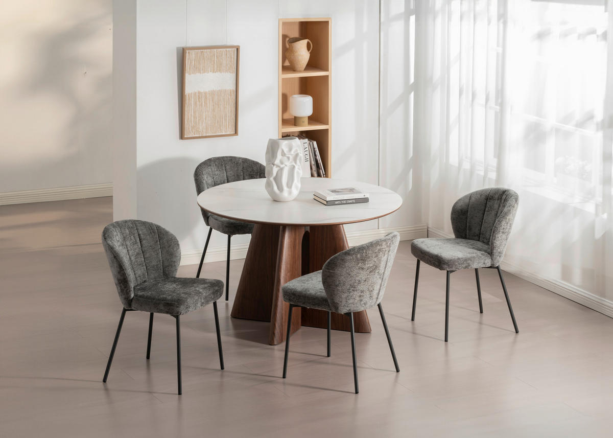 STOL, les, kovina, tekstil siva  - siva, Moderno, kovina/tekstil (55/79/59cm) - P & B