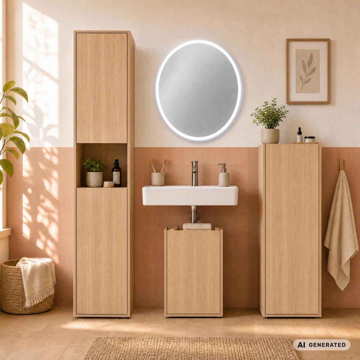 WASCHBECKENUNTERSCHRANK 42/62/35 cm  - Eichefarben/Schwarz, Trend, Holzwerkstoff/Kunststoff (42/62/35cm) - MID.YOU