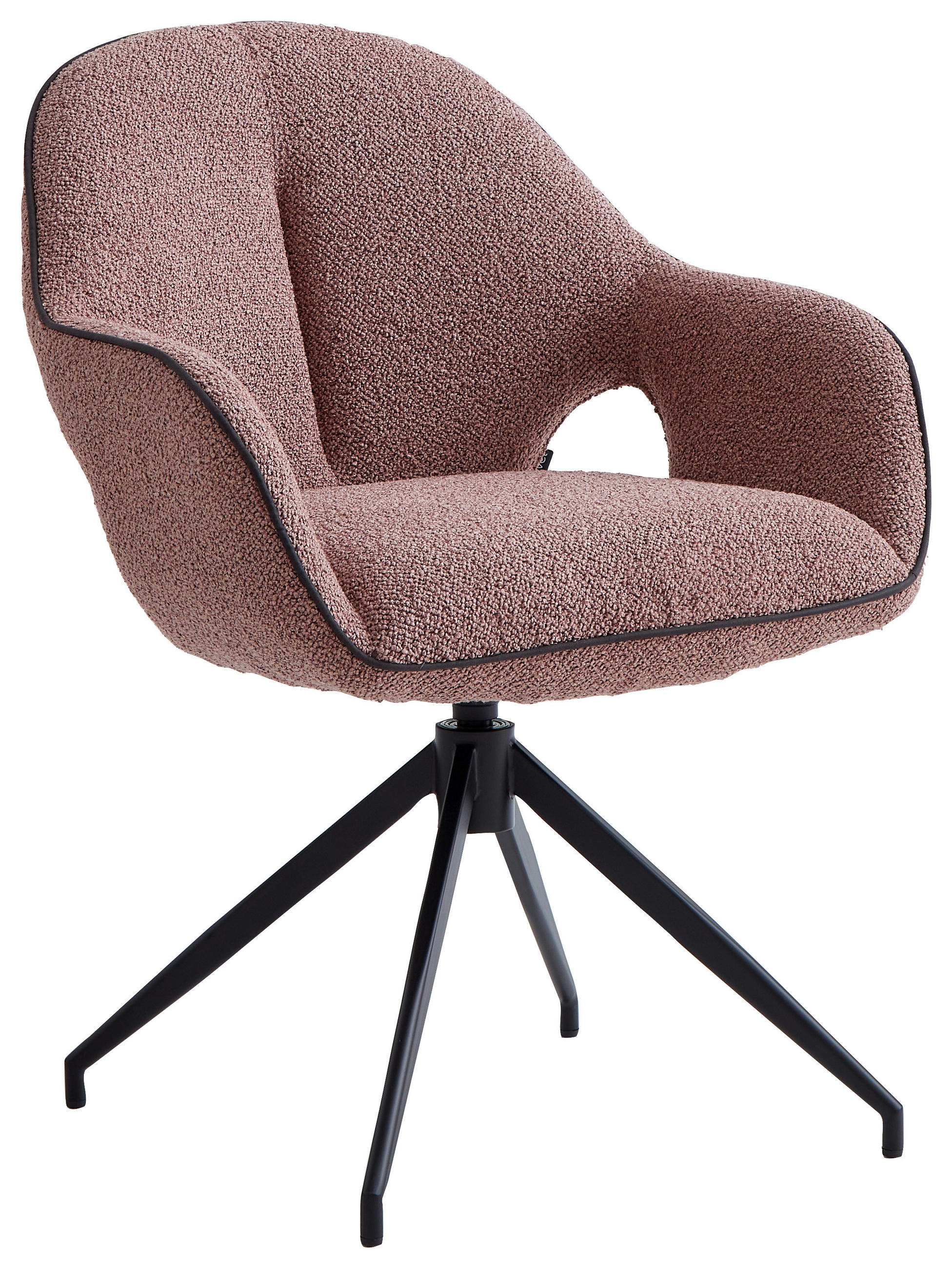 ARMLEHNSTUHL  in Eisen Leinenoptik  - Hellrot/Schwarz, Design, Textil/Metall (62/85/64cm) - Novel