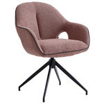 ARMLEHNSTUHL  Sitzfläche 360° drehbar, automatische Rückholfunktion Leinenoptik  - Hellrot/Schwarz, Design, Textil/Metall (62/85/64cm) - Novel