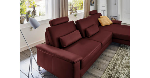 ECKSOFA  in Echtleder Brombeere  334/176 cm  - Brombeere/Schwarz, Design, Leder/Metall (334/176cm) - Dieter Knoll