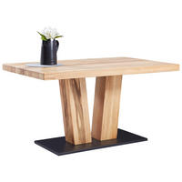 ESSTISCH in Holz 140/90/76 cm  - Eichefarben/Schwarz, Natur, Holz/Metall (140/90/76cm) - Valdera
