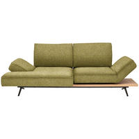 ECKSOFA 132/240 cm  in Chenille Grün, Goldfarben Rücken echt, Kopfteilverstellung, Sitztiefenverstellung  132/240 cm  - Goldfarben/Schwarz, Design, Holz/Textil (132/240cm) - Koinor