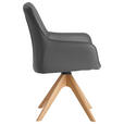 ARMLEHNSTUHL  in Eisen Echtleder pigmentiert  - Eichefarben/Grau, MODERN, Leder/Holz (64/87/60cm) - Novel