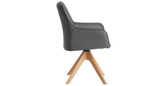 ARMLEHNSTUHL in Eisen Echtleder pigmentiert - Eichefarben/Grau, MODERN, Leder/Holz (64/87/60cm) - Novel