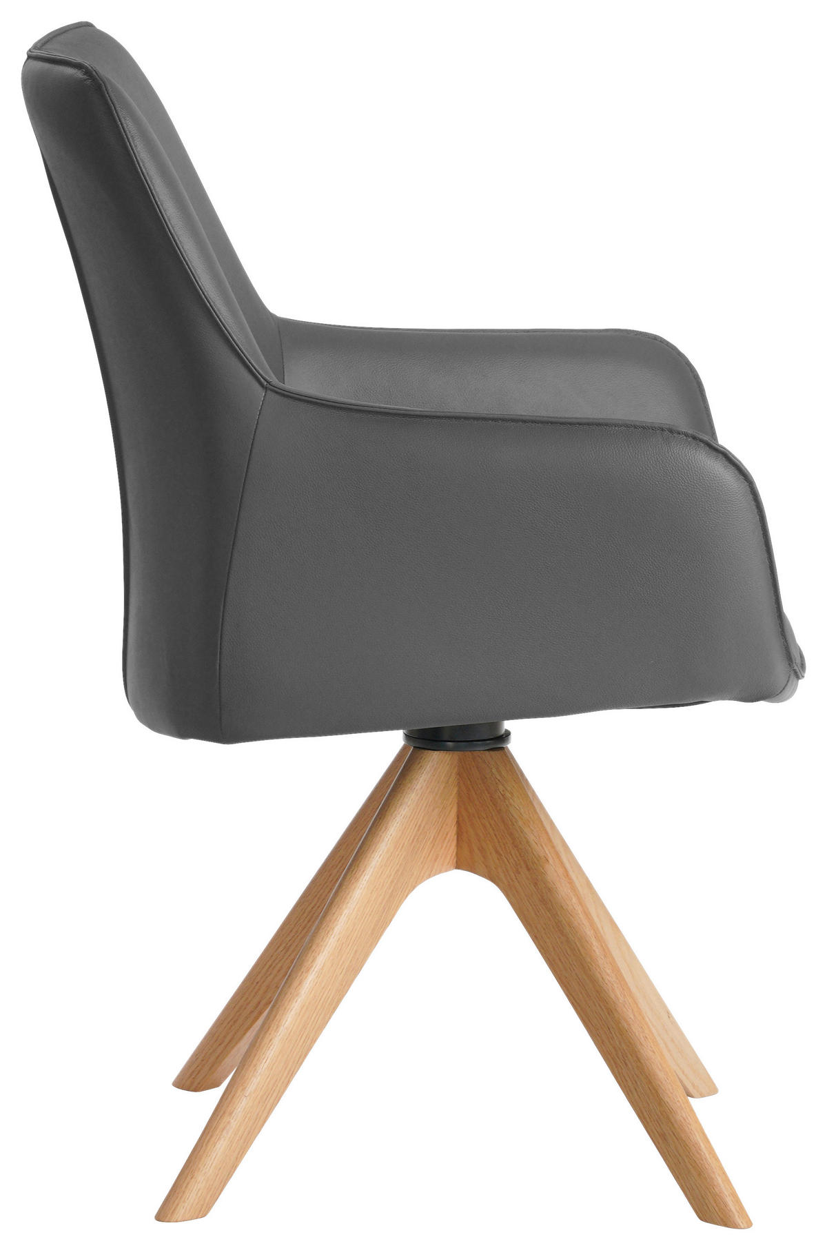 ARMLEHNSTUHL in Holz, Metall, Leder Grau  - Eichefarben/Grau, MODERN, Leder/Holz (64/87/60cm) - Novel