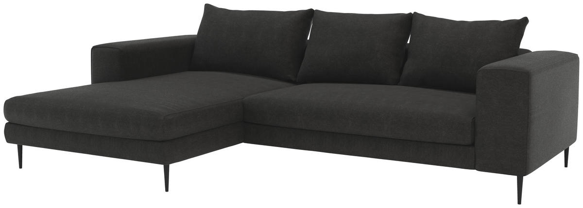 ECKSOFA AURORA in Struktur Graphitfarben  170/325 cm  - Schwarz/Graphitfarben, MODERN, Textil/Metall (170/325cm) - Trendmanufaktur