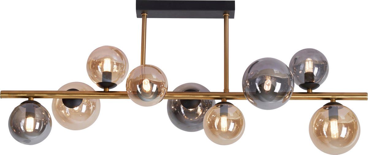 LED SVJETILJKA STROPNA  - zlatne boje/crna, Lifestyle, staklo/metal (87/30/38cm) - Dieter Knoll