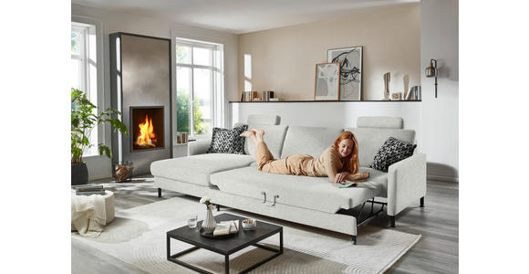 ECKSOFA  in Chenille, Flachgewebe Beige  175/316 cm  - Beige/Schwarz, Design, Textil/Metall (175/316cm) - Dieter Knoll