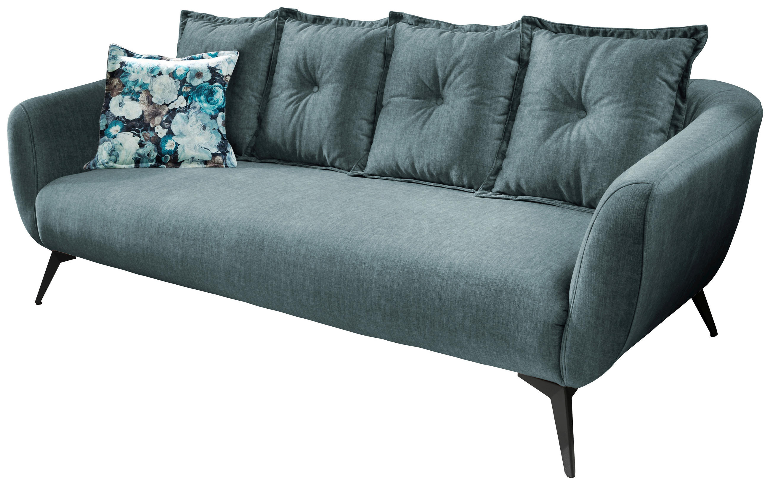 3-SITZER-SOFA in Velours Blau, Multicolor  - Blau/Multicolor, MODERN, Holz/Textil (236/94/103cm) - Livetastic