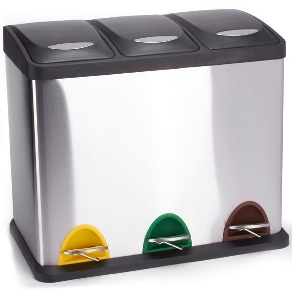 TRETEIMER 24 l  Metall  - Silberfarben/Schwarz, Basics, Kunststoff/Metall (46/26,5/39,5cm)