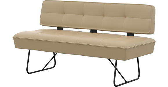 SITZBANK in Metall, Leder Beige  - Beige/Schwarz, Design, Leder/Metall (165/88/66cm) - Moderano