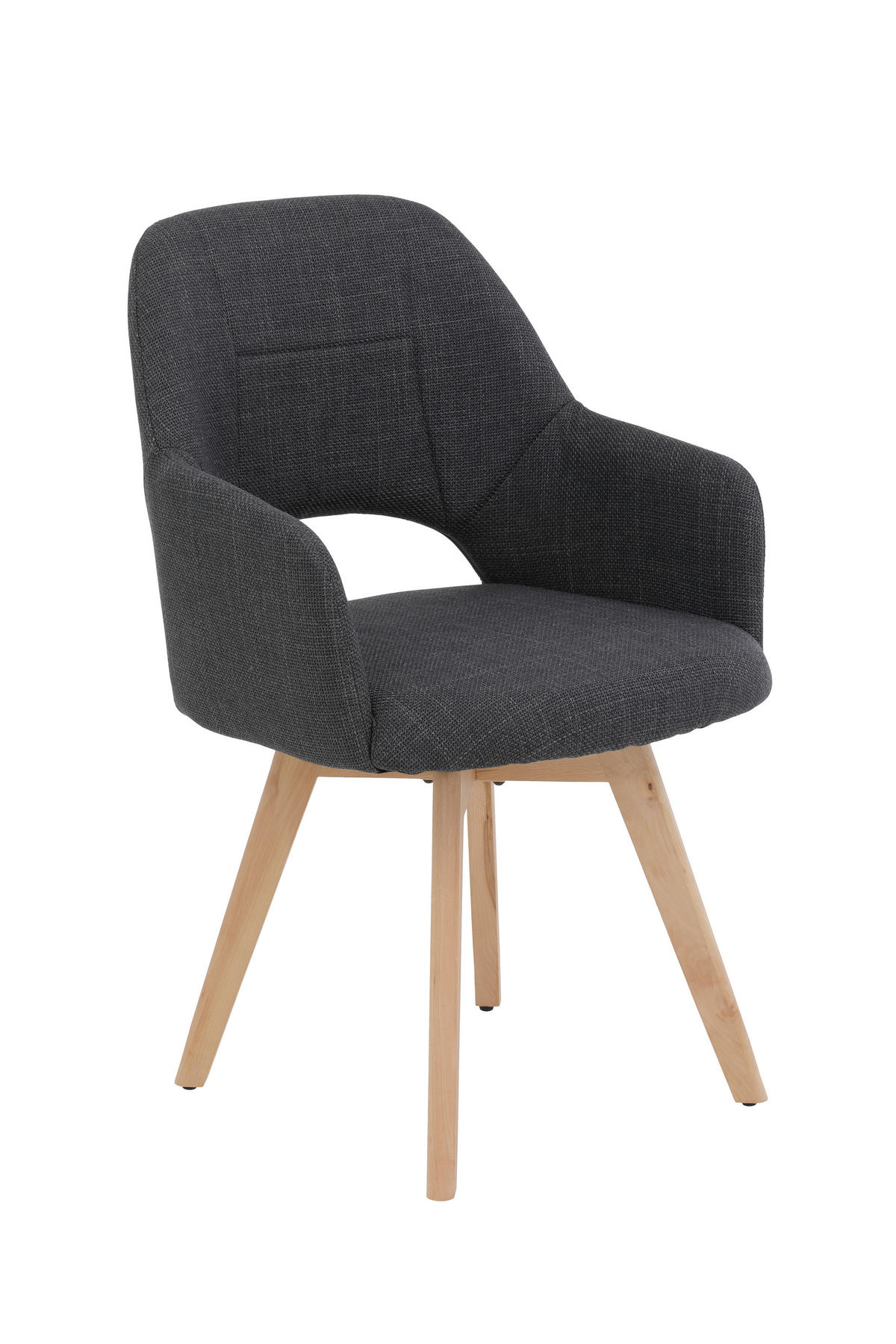 SESSELSET in Webstoff, Mikrofaser Anthrazit  - Anthrazit/Buchefarben, MODERN, Holz/Textil (57/88/61cm) - P & B