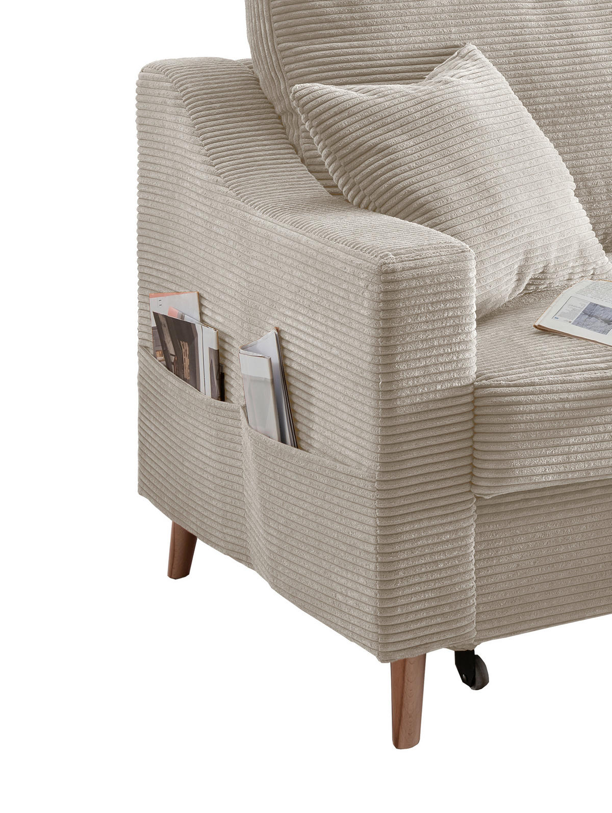 ECKSOFA in Cord Beige  - Beige/Naturfarben, Design, Holz/Textil (228/150cm) - P & B