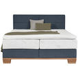 BOXSPRINGBETT 160/200 cm in Eichefarben, Dunkelblau - Eichefarben/Dunkelblau, Natur, Holz/Textil (160/200cm) - Valnatura