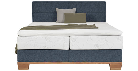BOXSPRINGBETT 160/200 cm in Eichefarben, Dunkelblau - Eichefarben/Dunkelblau, Natur, Holz/Textil (160/200cm) - Valnatura